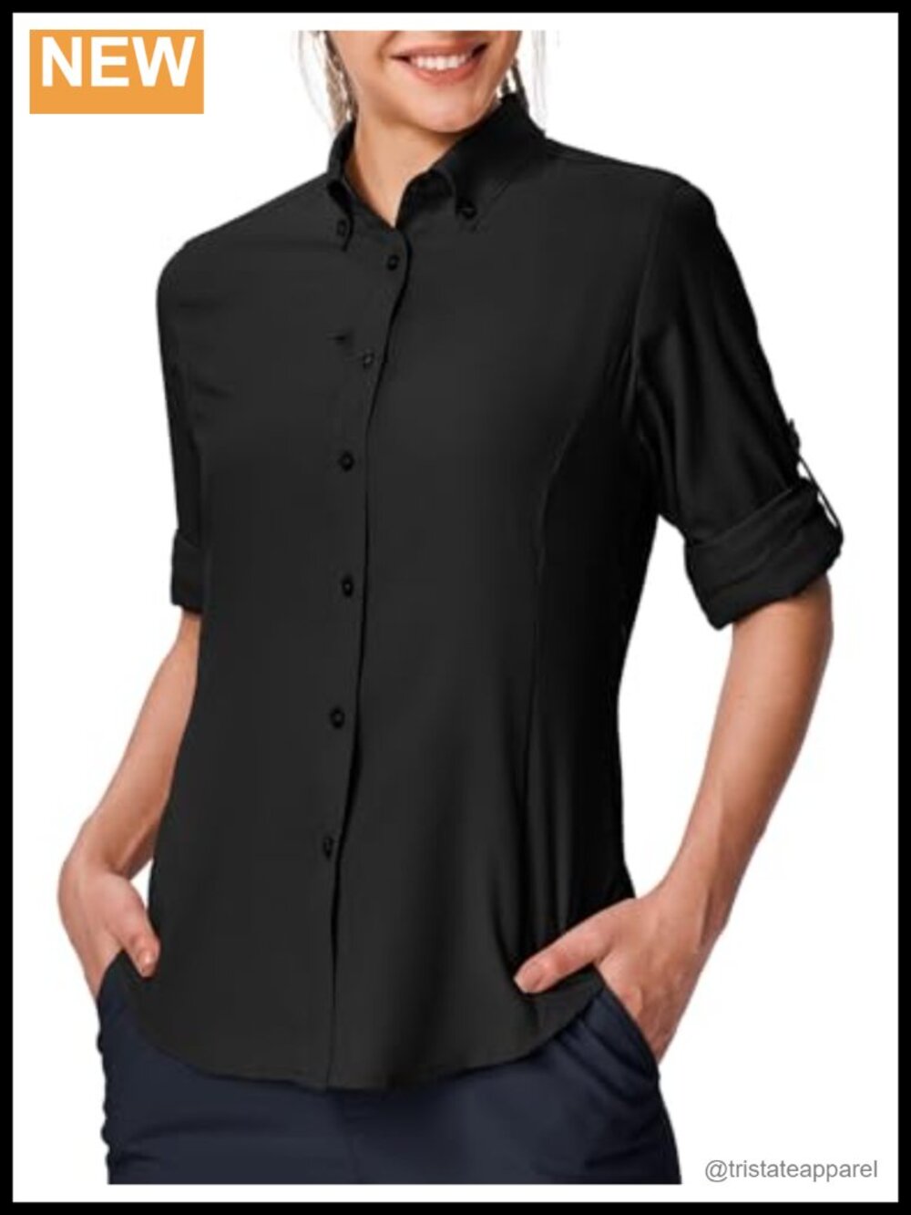 UPF 50+ Women's Long Sleeve Fishing Hiking Shirt with Roll-Up Sleeves